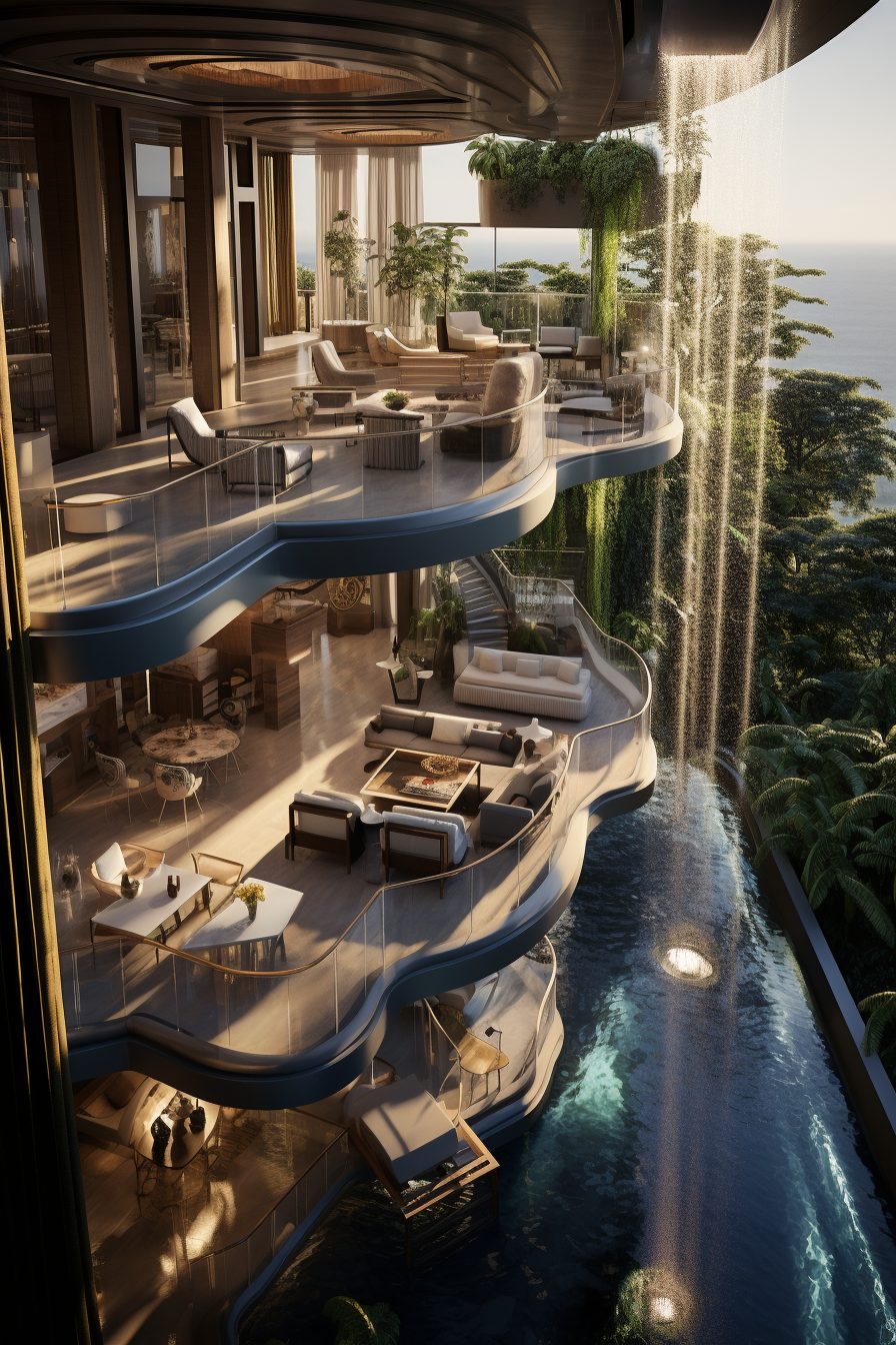 A Mega Luxury Home With Its Own Waterfall