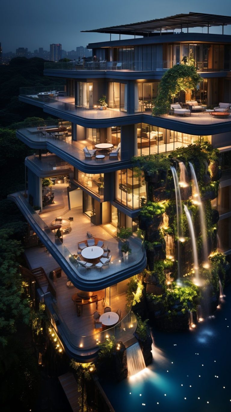 A Mega Luxury Home With Its Own Waterfall