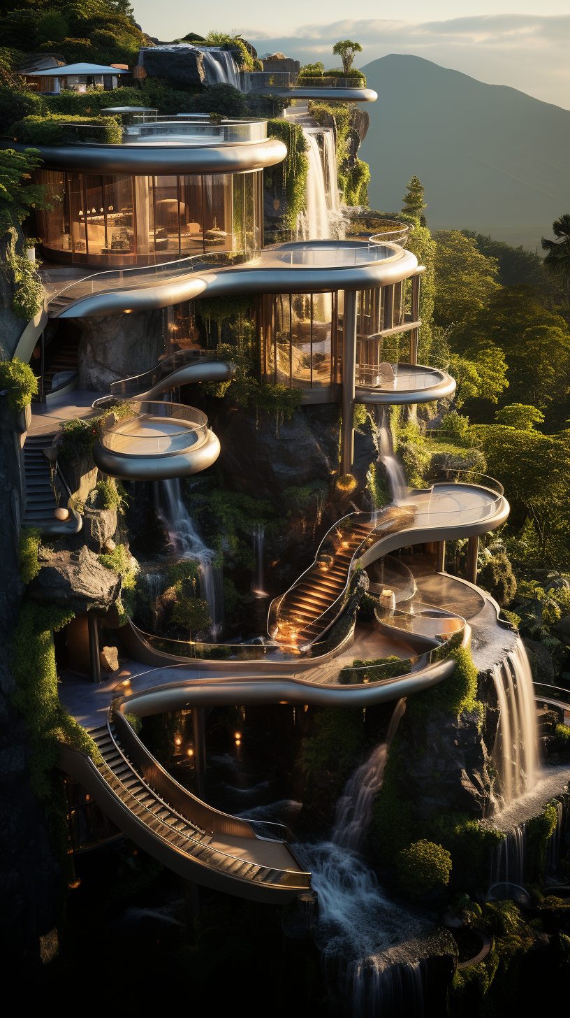 A Mega Luxury Home With Its Own Waterfall
