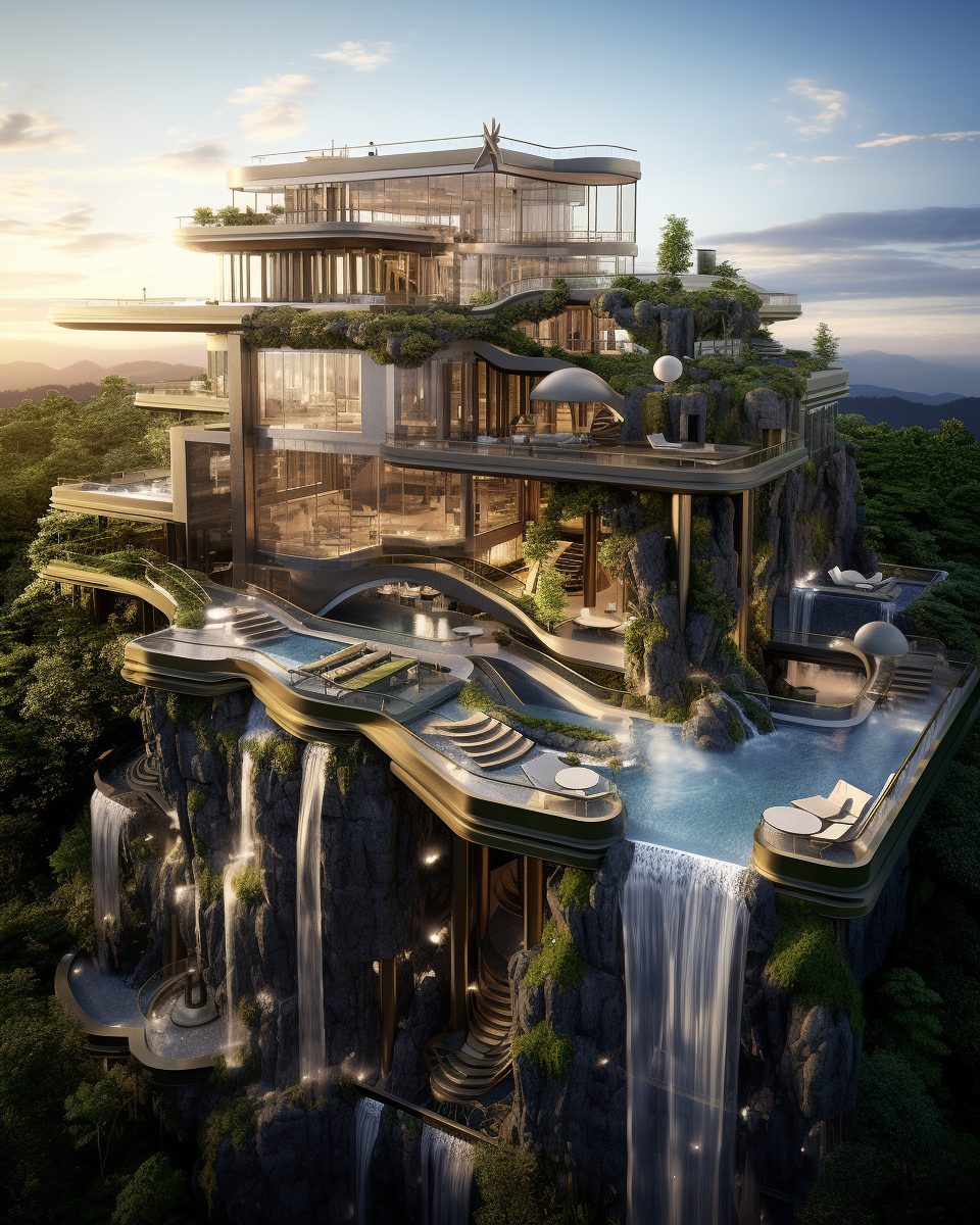 A Mega Luxury Home With Its Own Waterfall