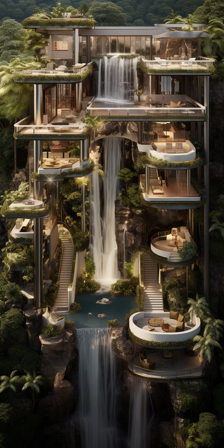 A Mega Luxury Home With Its Own Waterfall