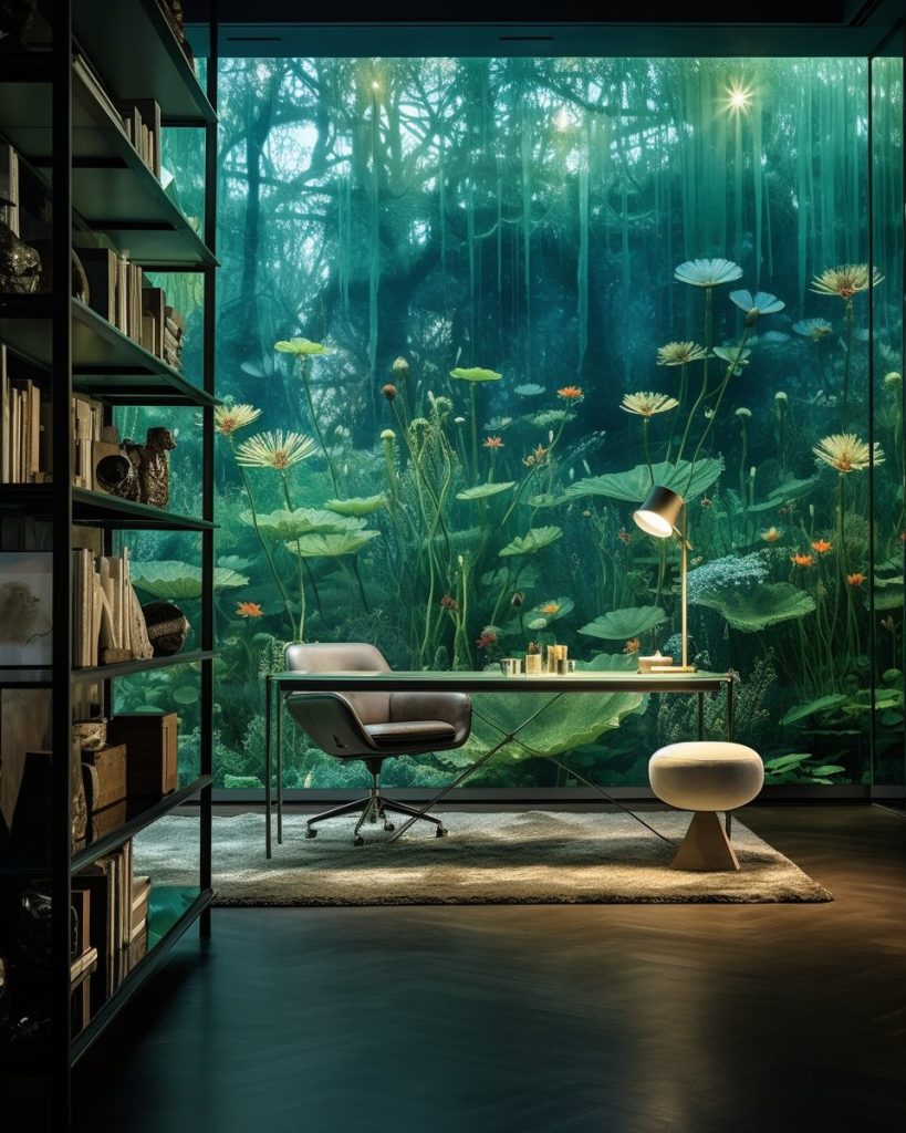 An Underwater Forest of Lily Pads Home Interior Theme AI Artwork 20