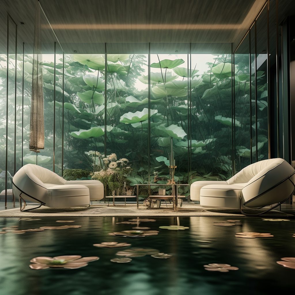An Underwater Forest of Lily Pads Home Interior Theme AI Artwork 28