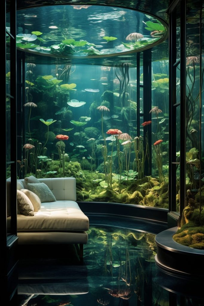 An Underwater Forest of Lily Pads Home Interior Theme AI Artwork 31