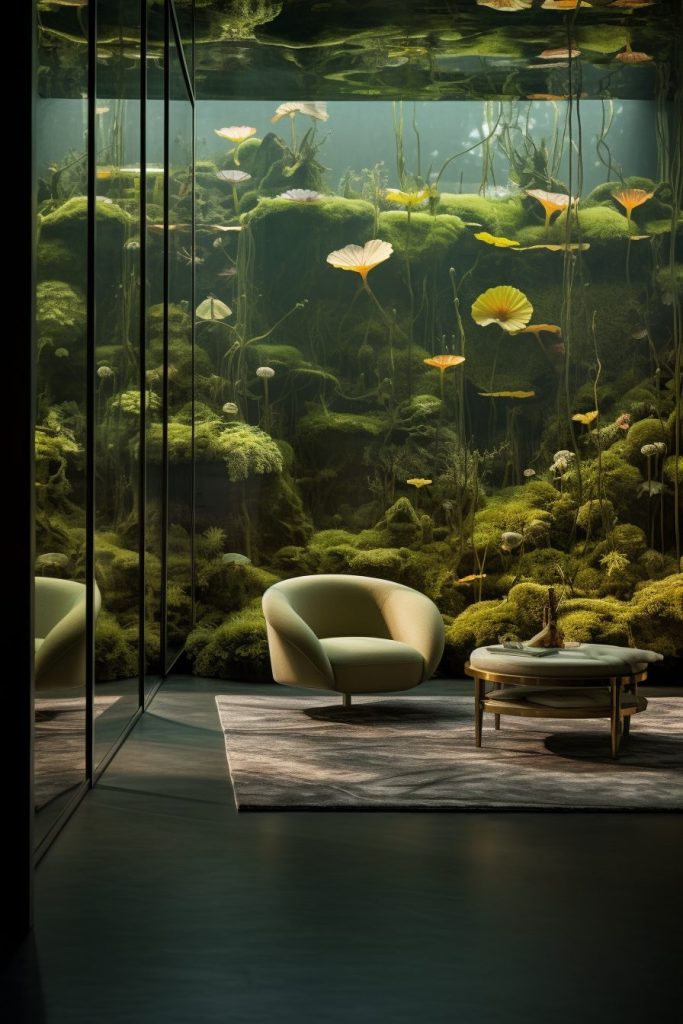 An Underwater Forest of Lily Pads Home Interior Theme AI Artwork 32