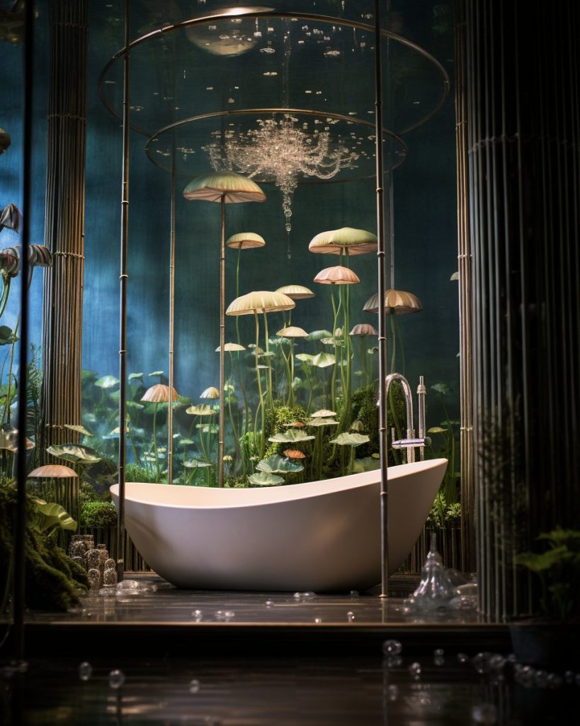 An Underwater Forest of Lily Pads Home Interior Theme AI Artwork 6
