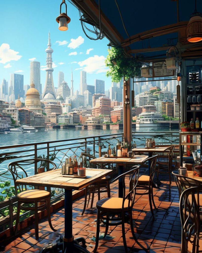 Cozy Cafes With A Riverfront View AI Artwork 19