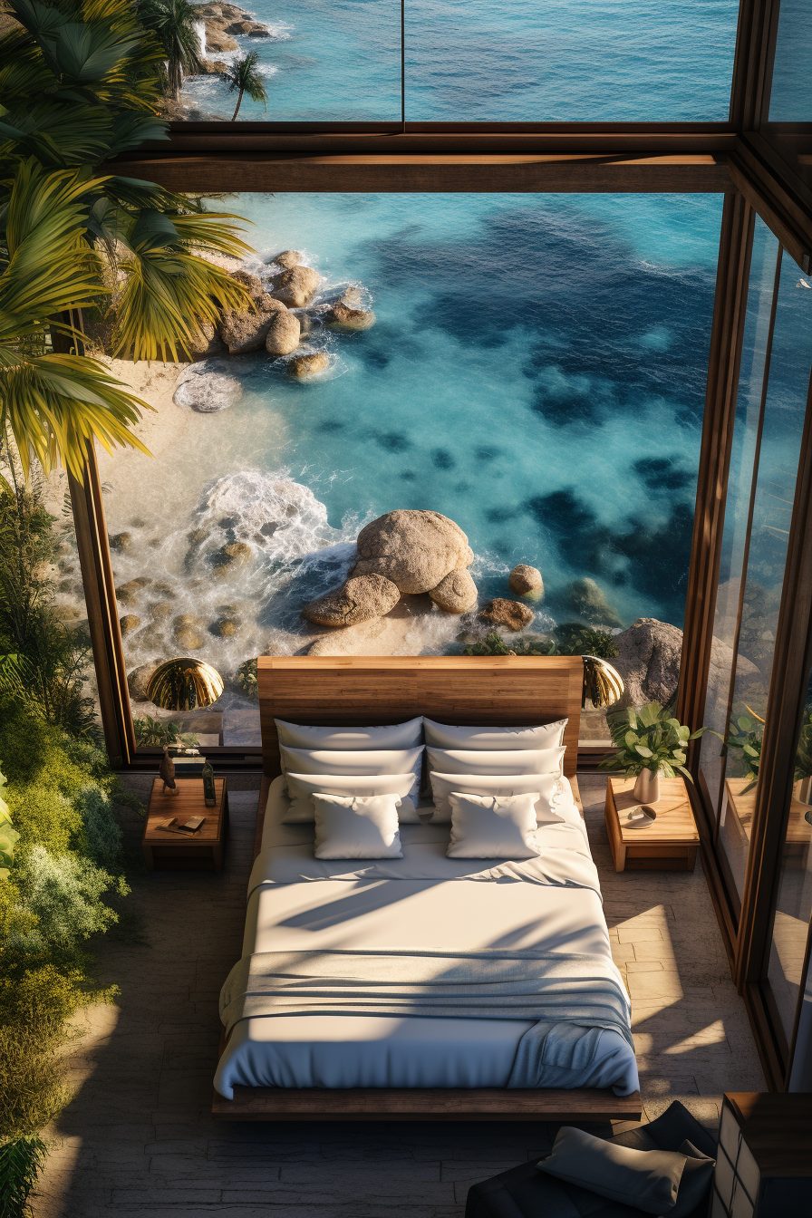 Modern Bedroom with an Amazing View of the Waterfront