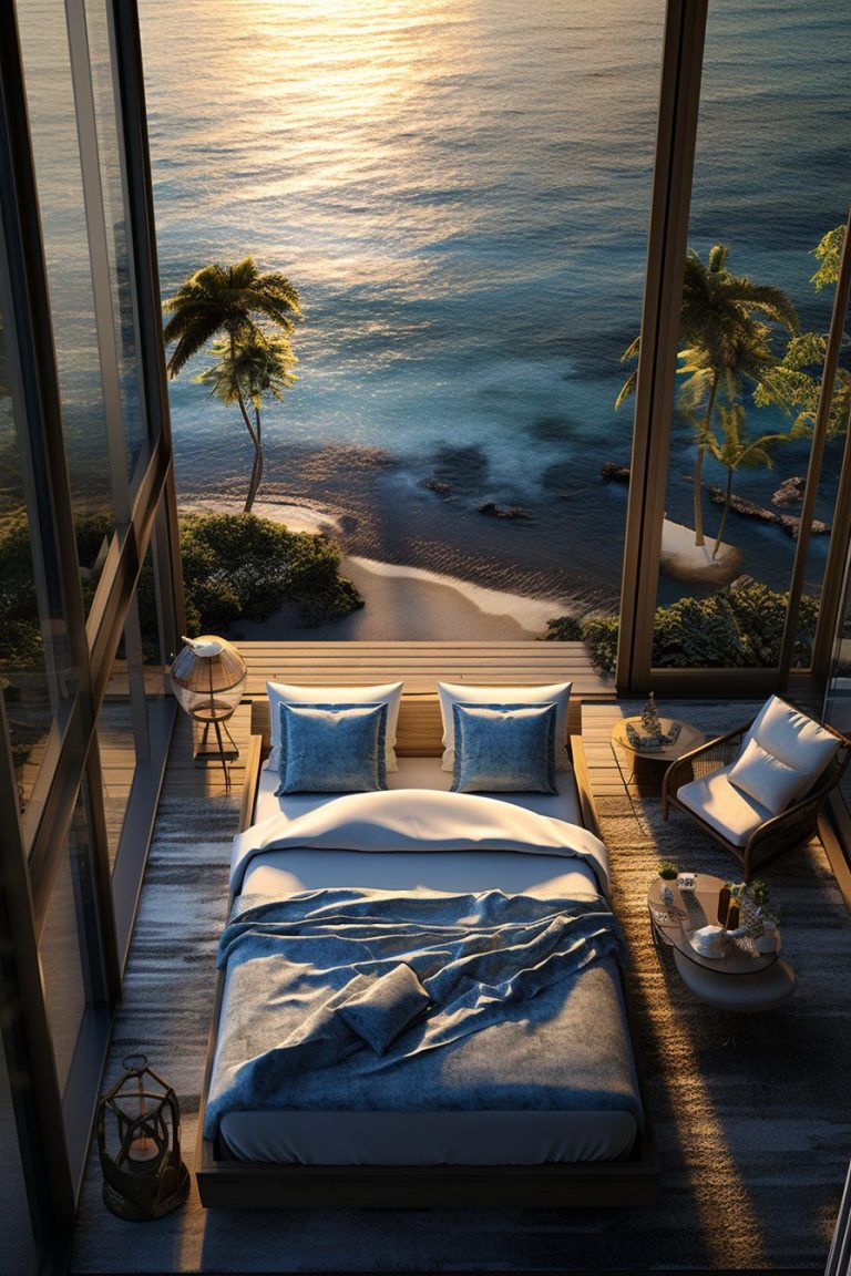 Modern Bedroom with an Amazing View of the Waterfront