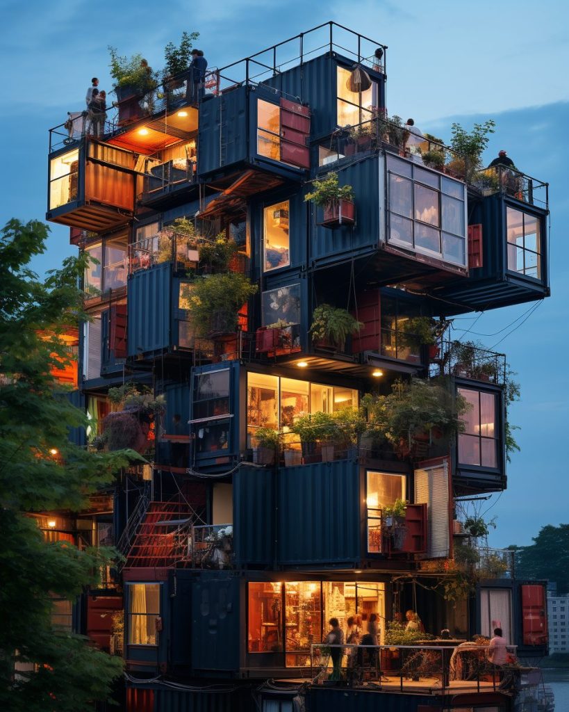 Stacked Container Homes Building Structure AI Artwork 13