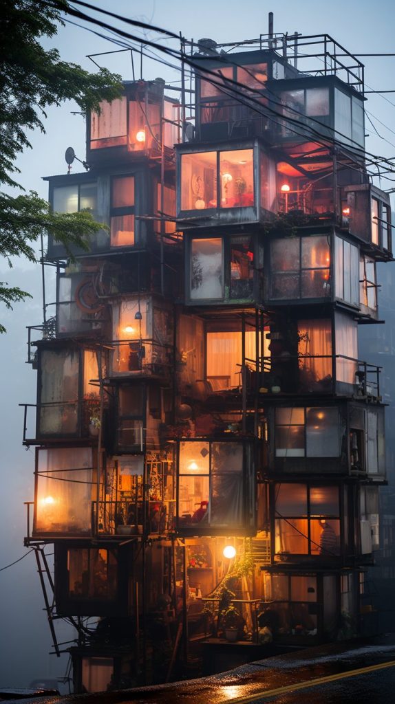 Stacked Container Homes Building Structure AI Artwork 19