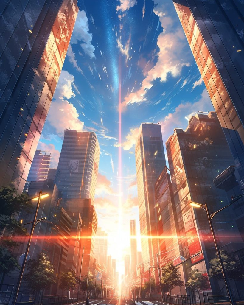 Street View of the Cityscape with Vibrant Natural Lights AI Artwork 5