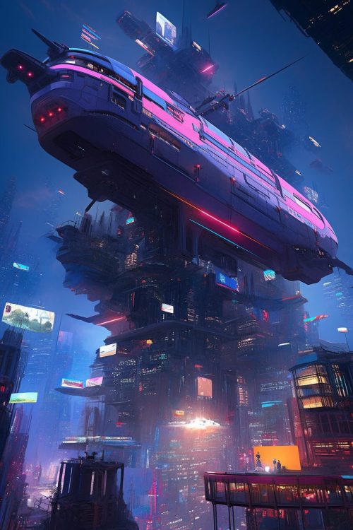 The Aircraft Of Cyberpunk City AI Artwork 2