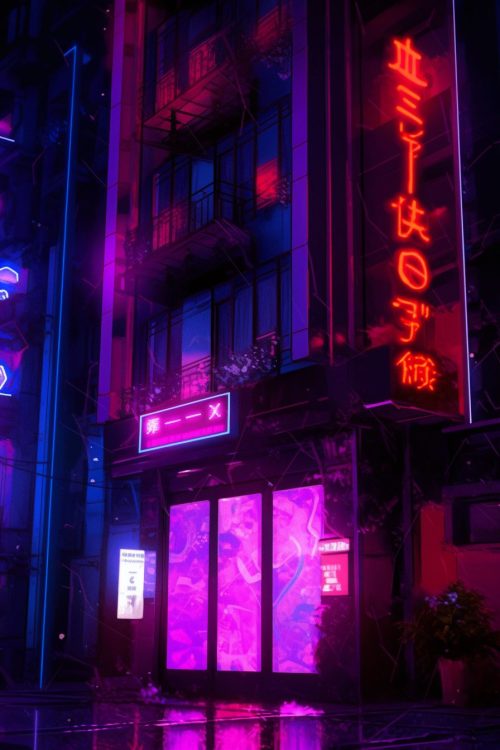The Hotels and Motels of Cyberpunk City AI Artwork