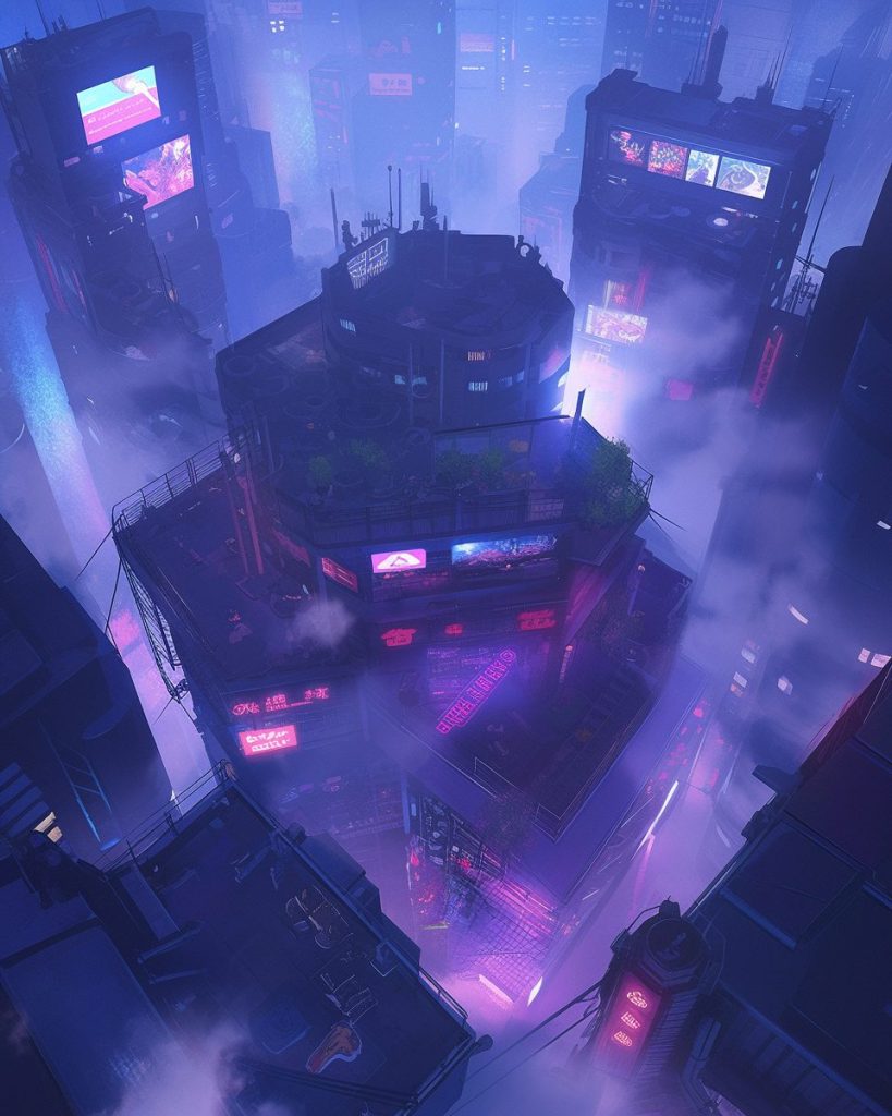 Top View of the Cyberpunk Night City AI Artwork 20