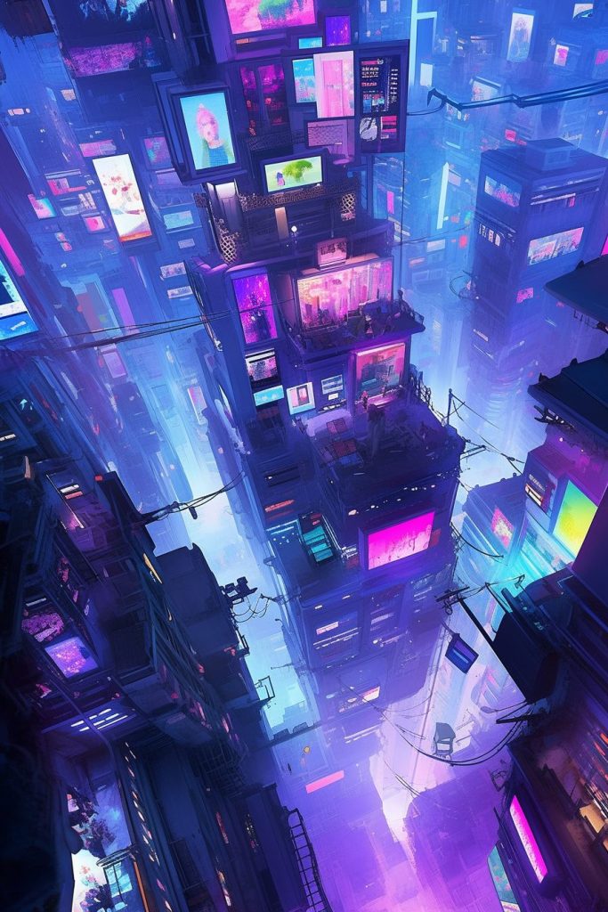 Top View of the Cyberpunk Night City AI Artwork 33