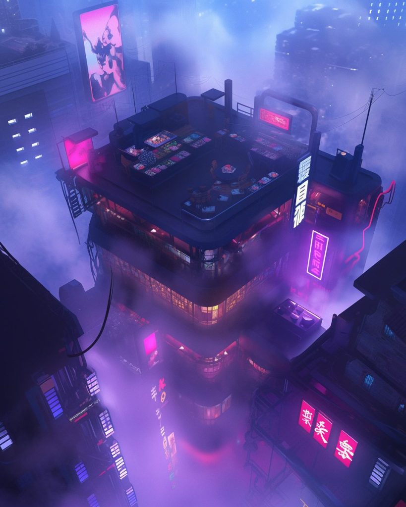 Top View of the Cyberpunk Night City AI Artwork 34