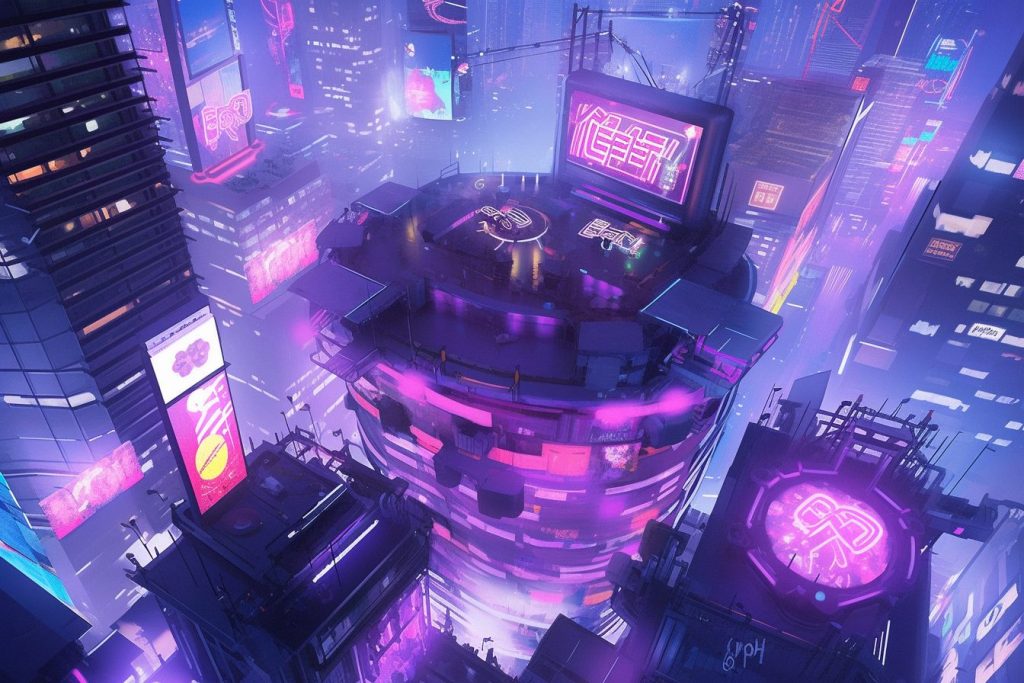 Top View of the Cyberpunk Night City AI Artwork 36