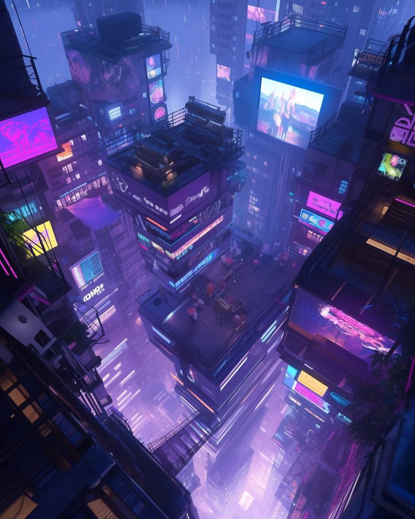 Top View of the Cyberpunk Night City AI Artwork 41