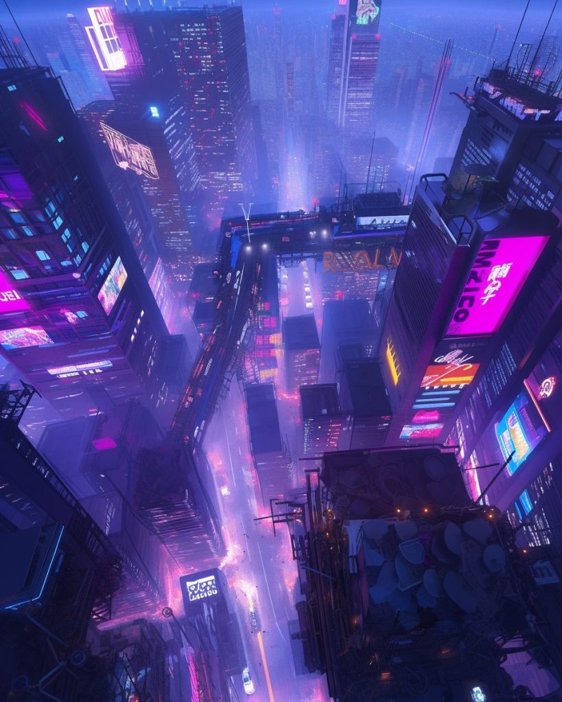 Top View of the Cyberpunk Night City AI Artwork 43