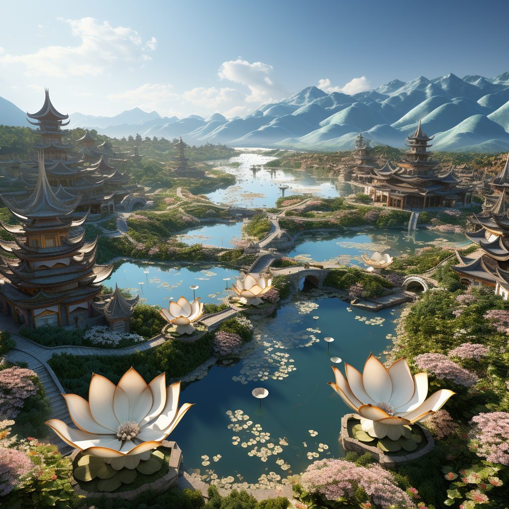 A Lotus Flower Town AI Artwork 30