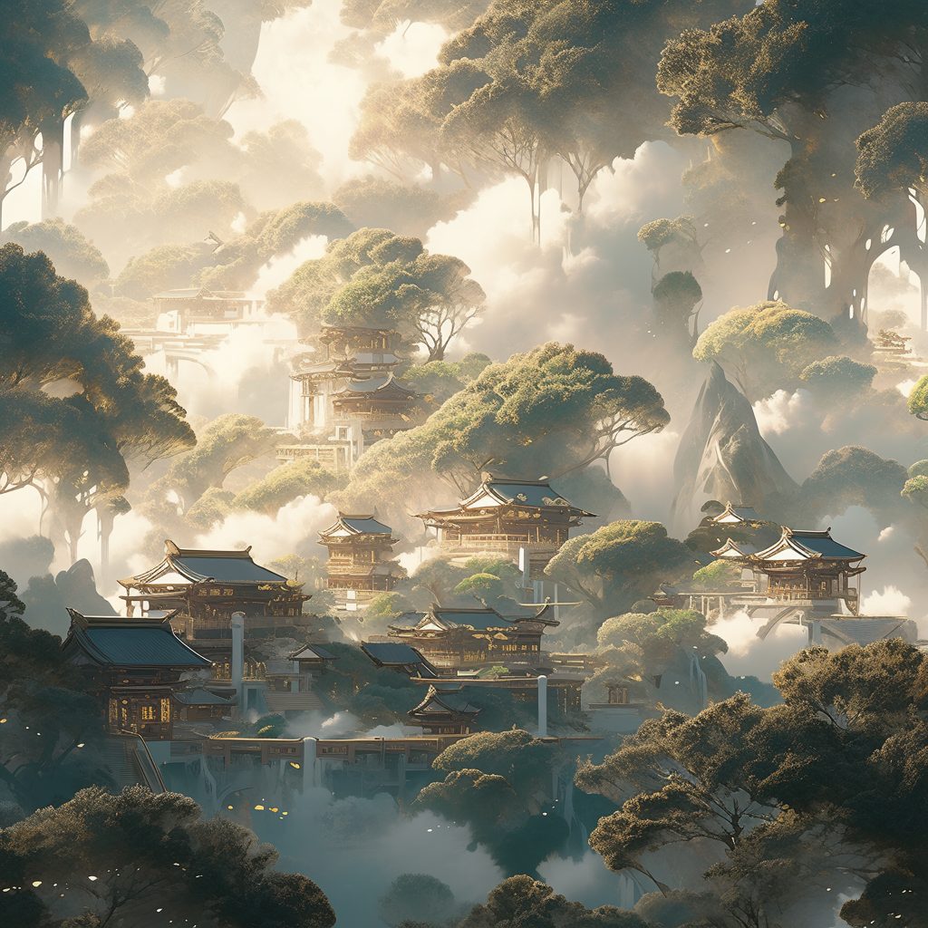 A Misty and Mystical Village AI Artwork 18