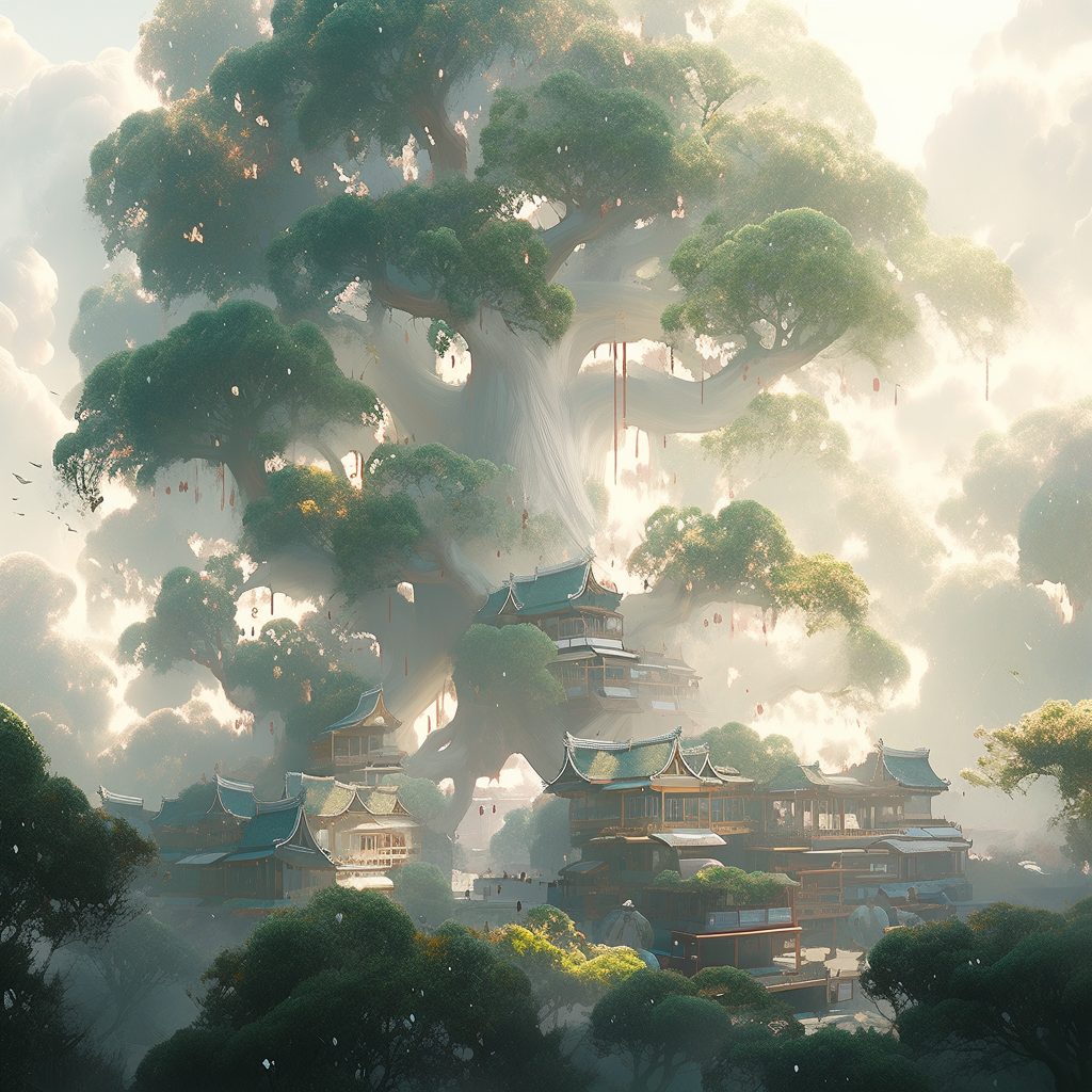 A Misty and Mystical Village AI Artwork 25