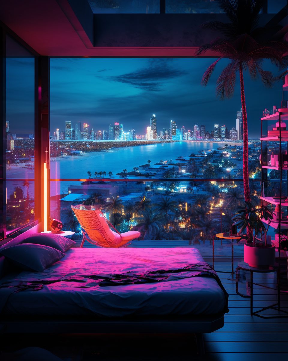 View of Cyberpunk Waterfront Living with a View