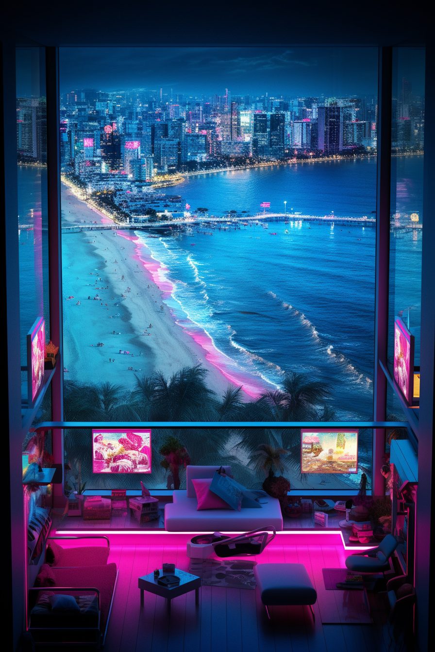 Cyberpunk Waterfront Living with a View