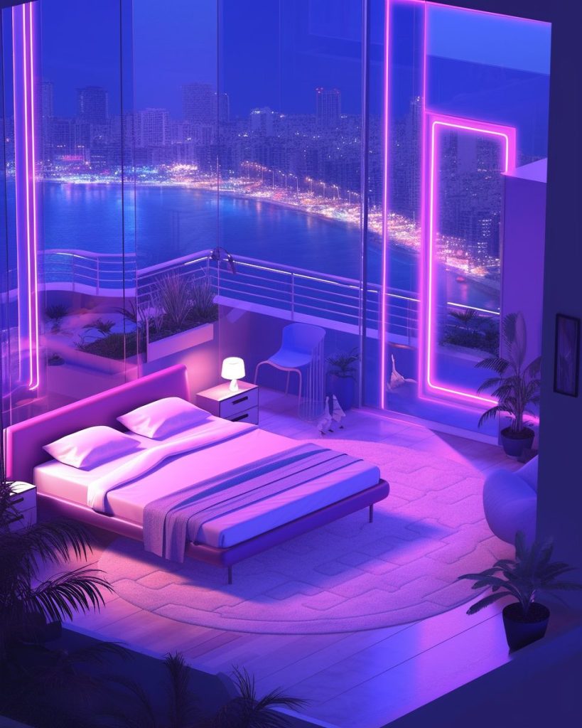 Cyberpunk Waterfront Living with a View AI Artwork 26