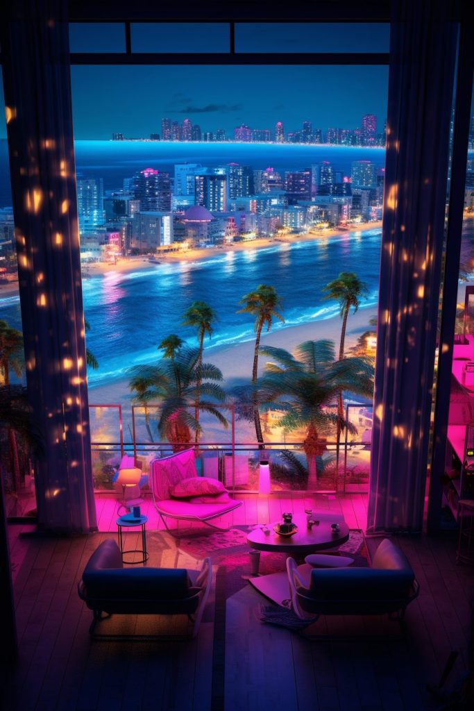 Cyberpunk Waterfront Living with a View AI Artwork 34