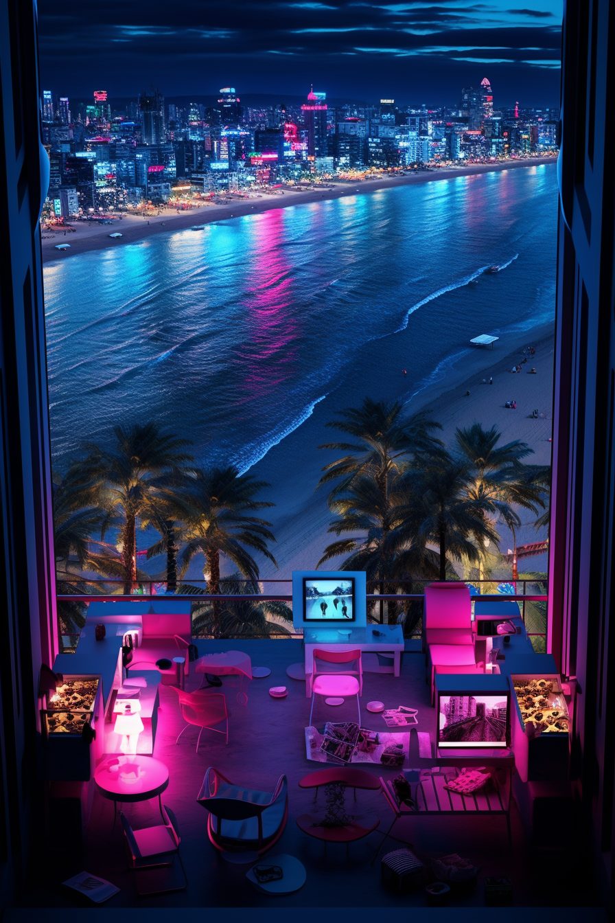 Cyberpunk Waterfront Living with a View