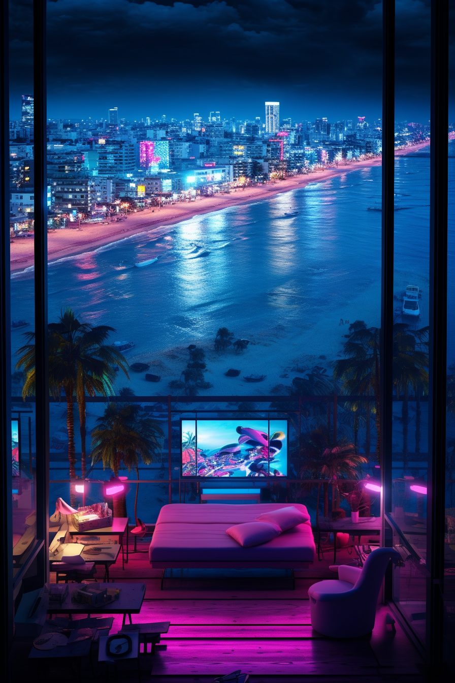 Cyberpunk Waterfront Living with a View