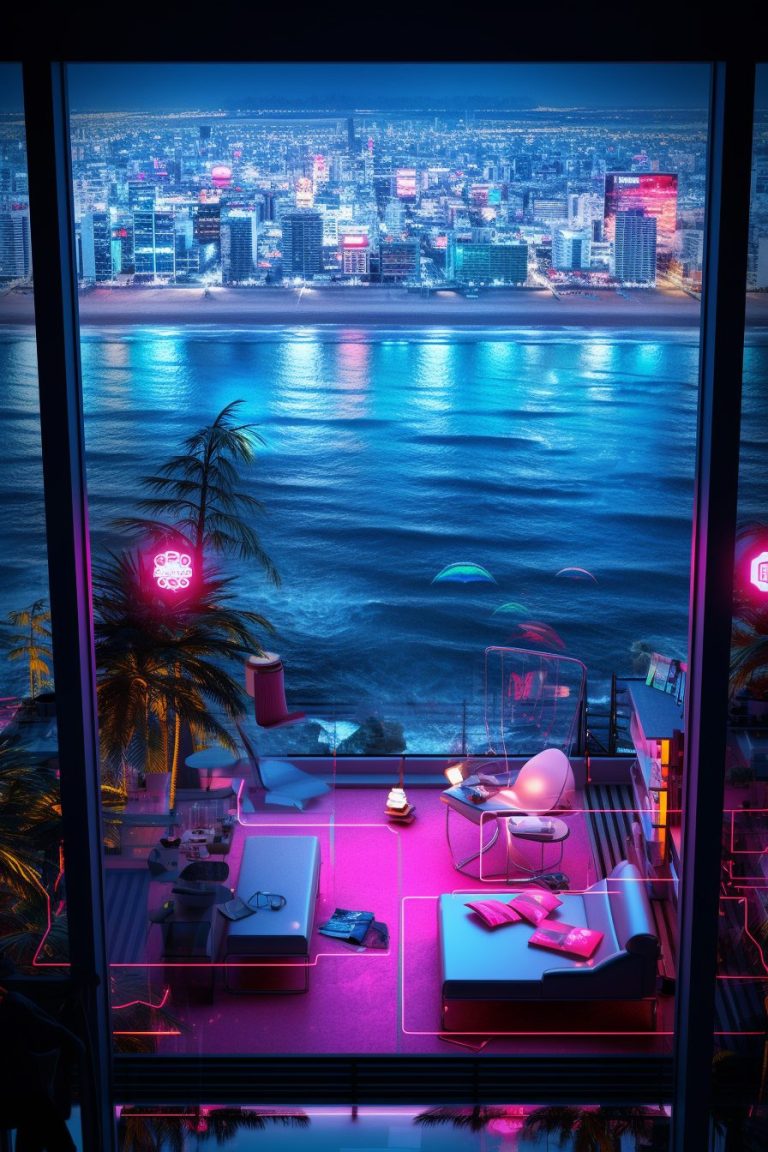Cyberpunk Waterfront Living with a View