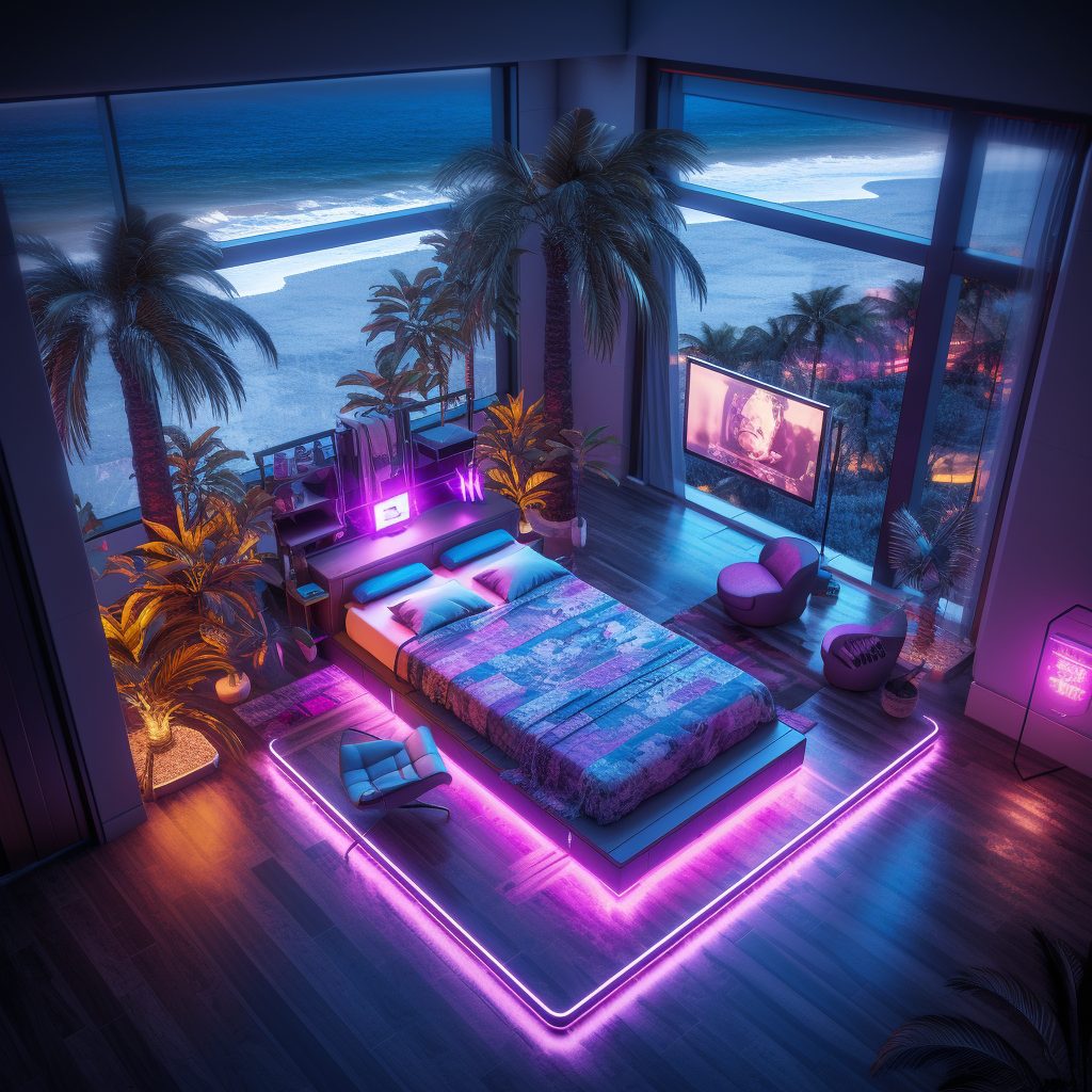 Cyberpunk Waterfront Living with a View AI Artwork 9