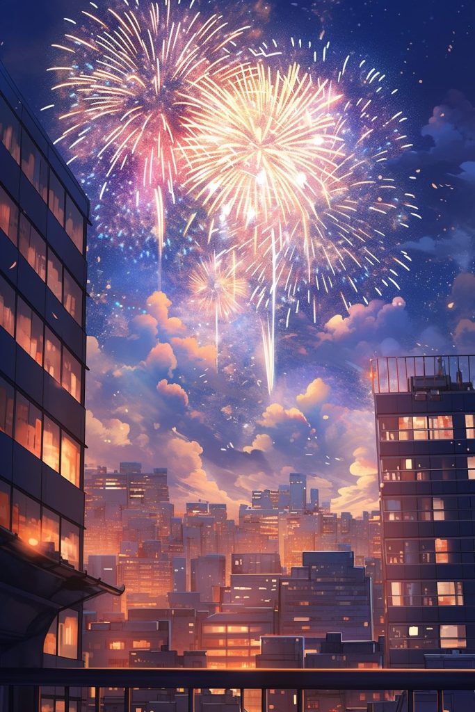 Fireworks in the City AI Artwork 15