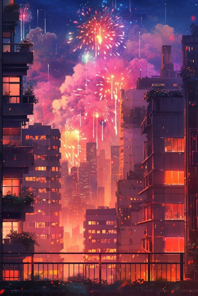 Fireworks in the City AI Artwork 19