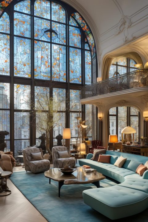 High-Ceiling Apartment with an Art Nouveau Interior Design Style