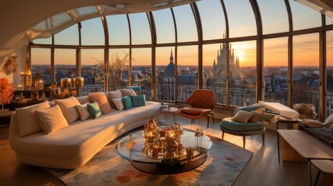 High-Ceiling Apartment with an Art Nouveau Interior Design Style