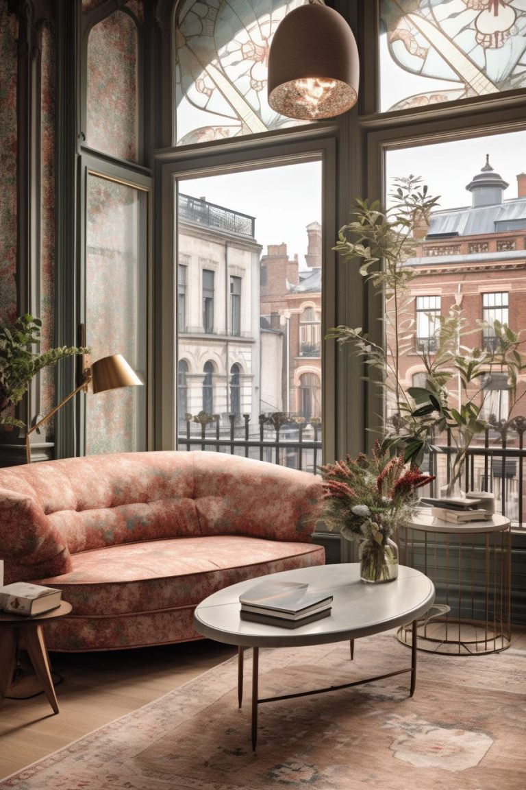 Image showcasing High-Ceiling Apartment with an Art Nouveau Interior Design Style