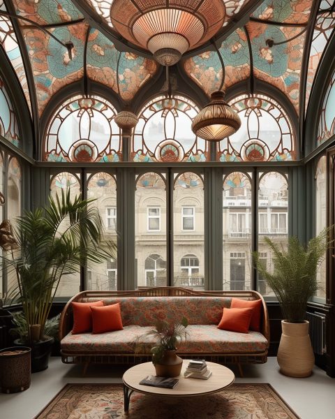 High-Ceiling Apartment with an Art Nouveau Interior Design Style