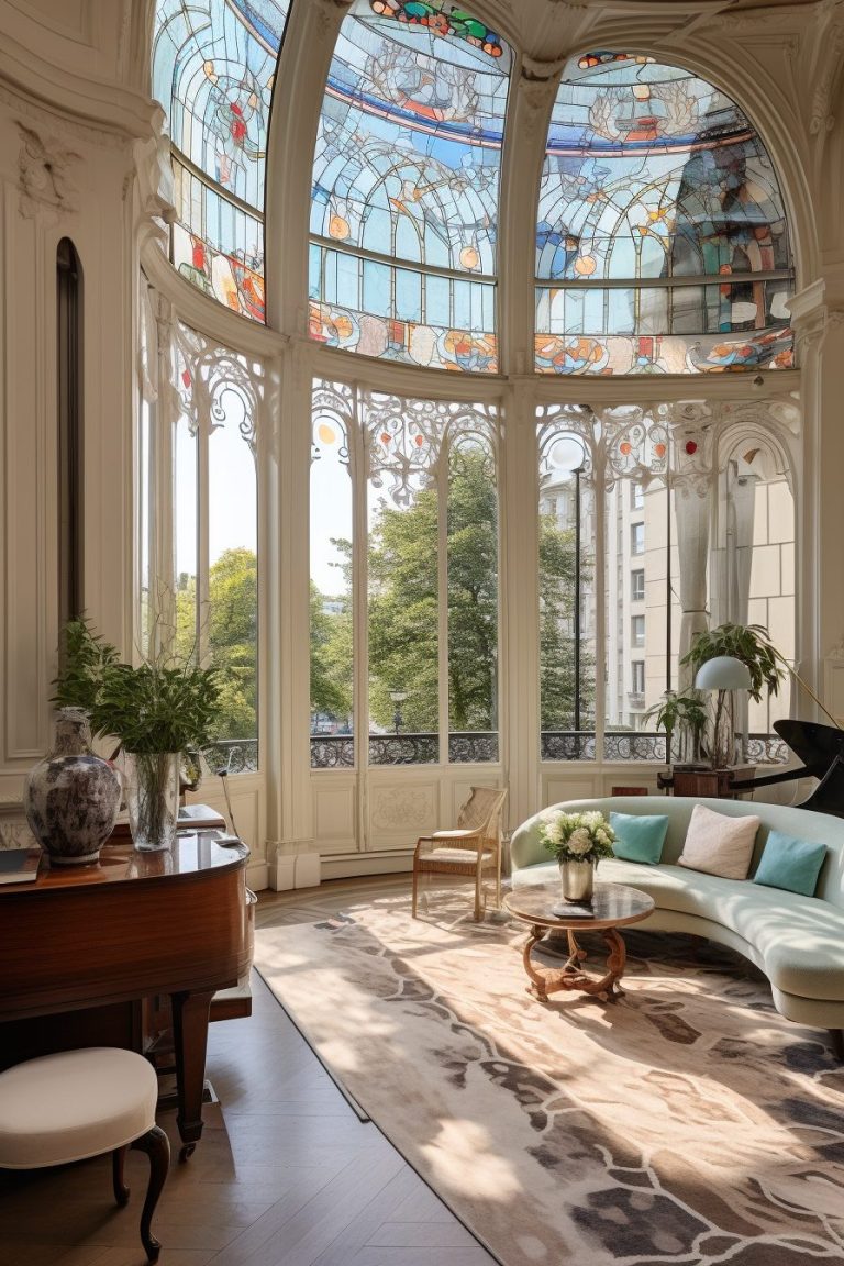 Photo inspiration: Visual Reference: High Ceiling Apartment With An Art Nouveau Interior Design Style