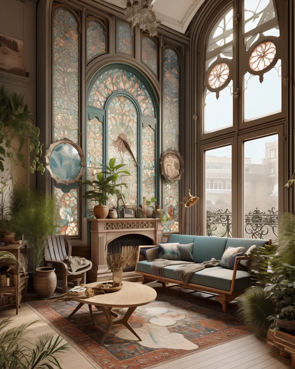 High-Ceiling Apartment with an Art Nouveau Interior Design Style