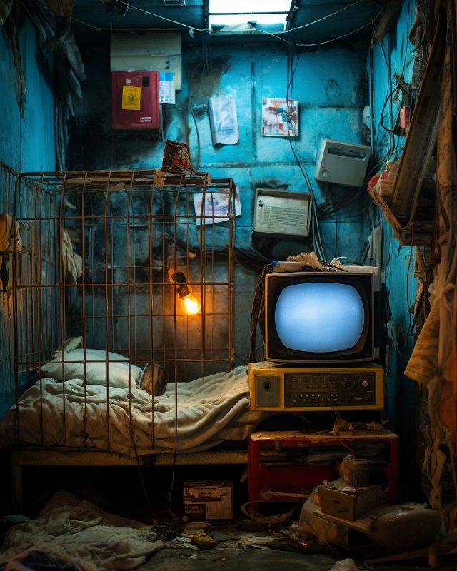 Old Apartment Rooms In Hong Kong City AI Artwork