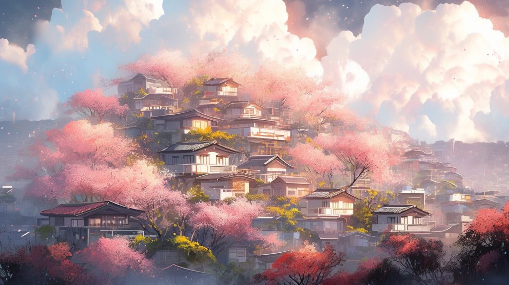 Residential Area On A Hill in Japan AI Artwork 21
