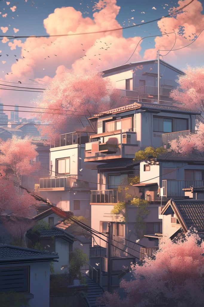 Residential Area On A Hill in Japan AI Artwork 22
