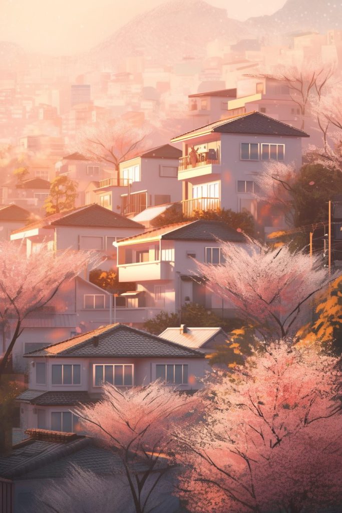 Residential Area On A Hill in Japan AI Artwork 23