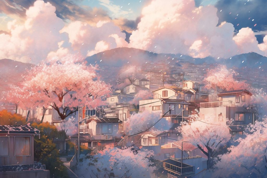 Residential Area On A Hill in Japan AI Artwork 26