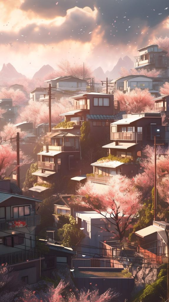 Residential Area On A Hill in Japan AI Artwork 5