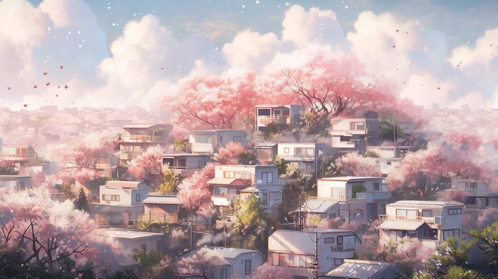 Residential Area On A Hill in Japan AI Artwork 9